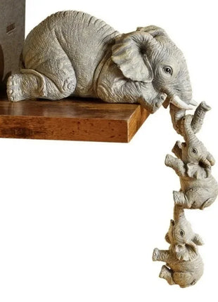 3 Pcs/set Cute Elephant Hug Baby Doll Resin Handicraft Decoration Home
