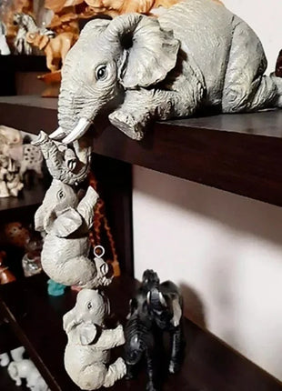 3 Pcs/set Cute Elephant Hug Baby Doll Resin Handicraft Decoration Home