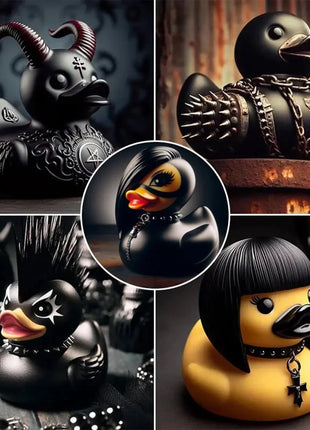 Goth Satanic Duck Gothic Cyberpunk Aviator Resin Punk Ducks Statue