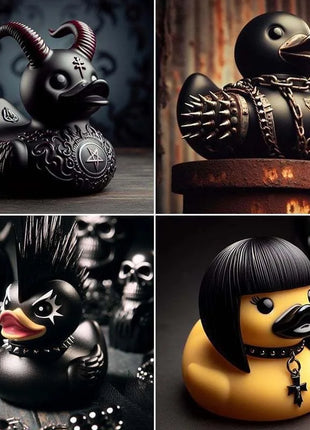 Goth Satanic Duck Gothic Cyberpunk Aviator Resin Punk Ducks Statue