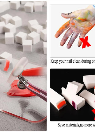 LINMANDA 50Pcs Soft Nail Sponges for Nail Art Sponges With Grabbing
