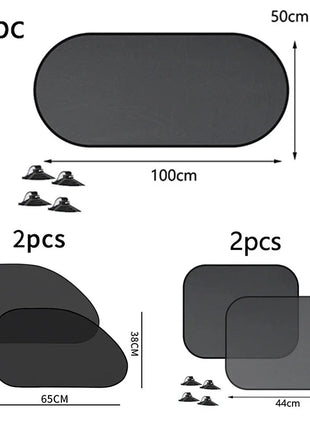 5PCS Car Window Sunshade Cover Sun UV Protection Auto Front Rear Black