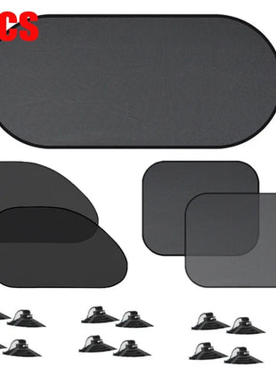 5PCS Car Window Sunshade Cover Sun UV Protection Auto Front Rear Black