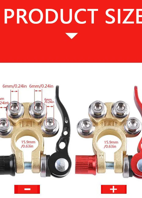 Auto Car Quick Release Battery Terminals - 12V 24V Aluminium Alloy Top