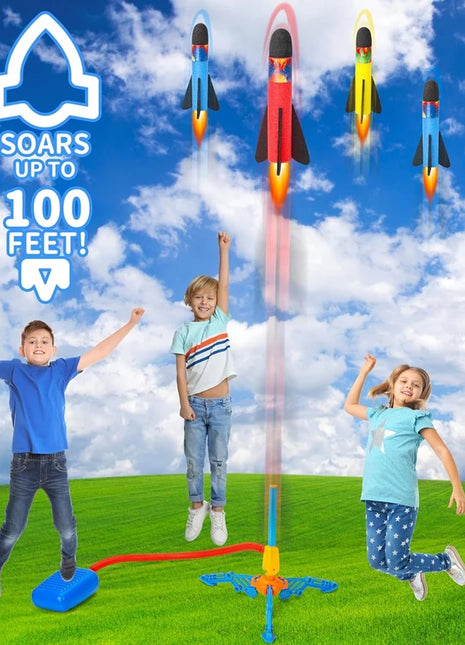 Toy Rocket Launcher for Kids, Stomp to Flying Foam Rocket & Jump Air
