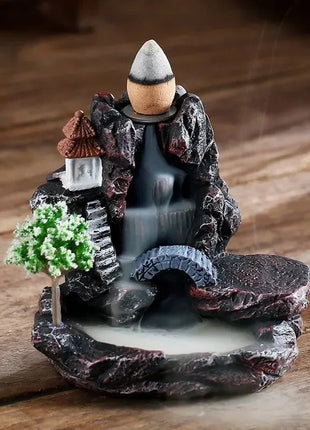 Incense Burner Mountains River Waterfall Fragrance Fireplace Backflow