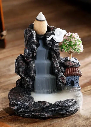 Incense Burner Mountains River Waterfall Fragrance Fireplace Backflow