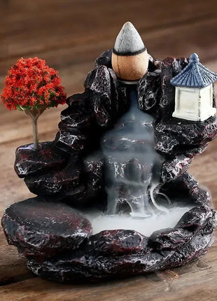 Incense Burner Mountains River Waterfall Fragrance Fireplace Backflow