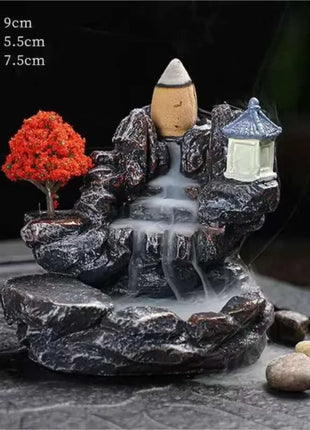 Incense Burner Mountains River Waterfall Fragrance Fireplace Backflow