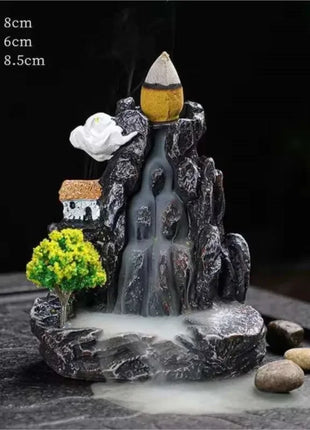 Incense Burner Mountains River Waterfall Fragrance Fireplace Backflow