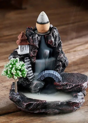 Incense Burner Mountains River Waterfall Fragrance Fireplace Backflow