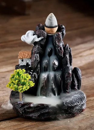 Incense Burner Mountains River Waterfall Fragrance Fireplace Backflow