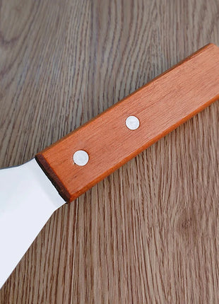 Stainless Steel Square Head Steak Cooking Spatula Wood Handle Pizza