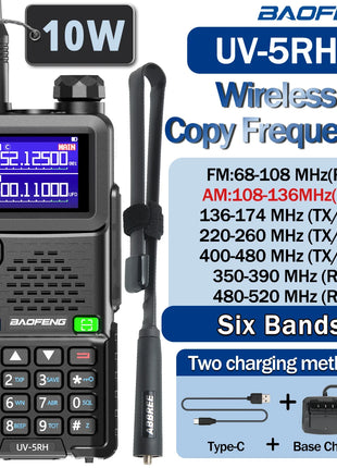 Baofeng UV 5RH 10W Air Band Walkie Talkie Long Range Wirless Copy