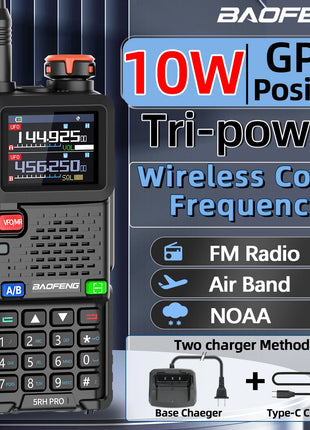 Baofeng UV-5RH PRO GPS Walkie Talkie Long Range Multi Band Wirless