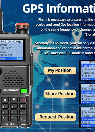 Baofeng UV-5RH PRO GPS Walkie Talkie Long Range Multi Band Wirless