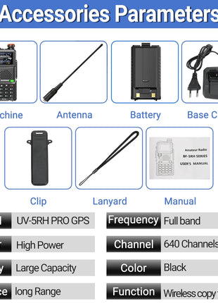 Baofeng UV-5RH PRO GPS Walkie Talkie Long Range Multi Band Wirless