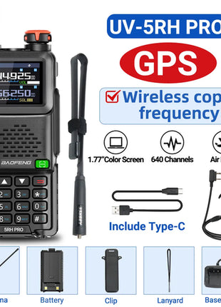 Baofeng UV-5RH PRO GPS Walkie Talkie Long Range Multi Band Wirless