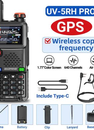 Baofeng UV-5RH PRO GPS Walkie Talkie Long Range Multi Band Wirless
