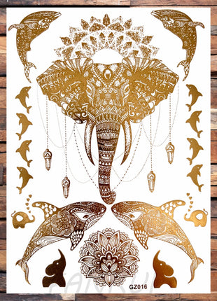Realistic Elephant Moon Temporary Tattoos For Women Adult Fake