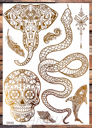 Realistic Elephant Moon Temporary Tattoos For Women Adult Fake