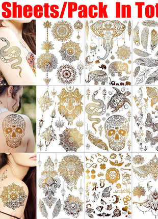 Realistic Elephant Moon Temporary Tattoos For Women Adult Fake