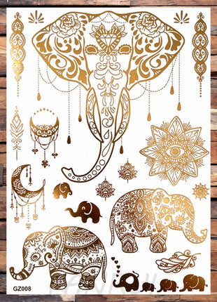 Realistic Elephant Moon Temporary Tattoos For Women Adult Fake