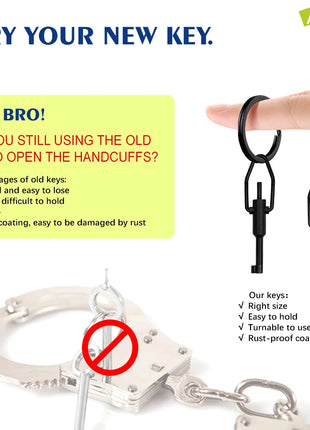 AK-03B mini handcuff key, made of high carbon steel, with key ring,