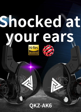 Original QKZ AK6 In Ear Earphone 6 Dynamic Driver Unit Headphone With