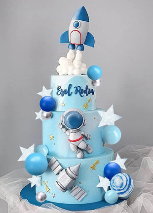 Space Cake Toppers Outer Space Astronaut Figurines Rocket Balls and