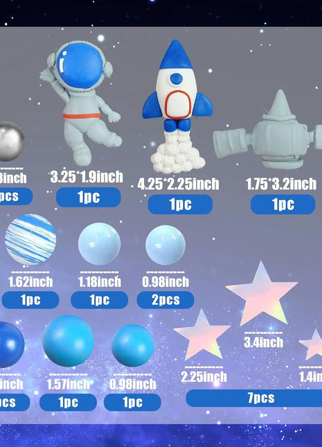 Space Cake Toppers Outer Space Astronaut Figurines Rocket Balls and