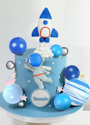 Space Cake Toppers Outer Space Astronaut Figurines Rocket Balls and