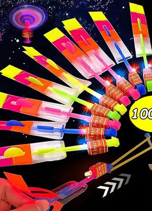 10/20/50/100pcs Amazing Light Toy Arrow Rocket Helicopter Flying Toy