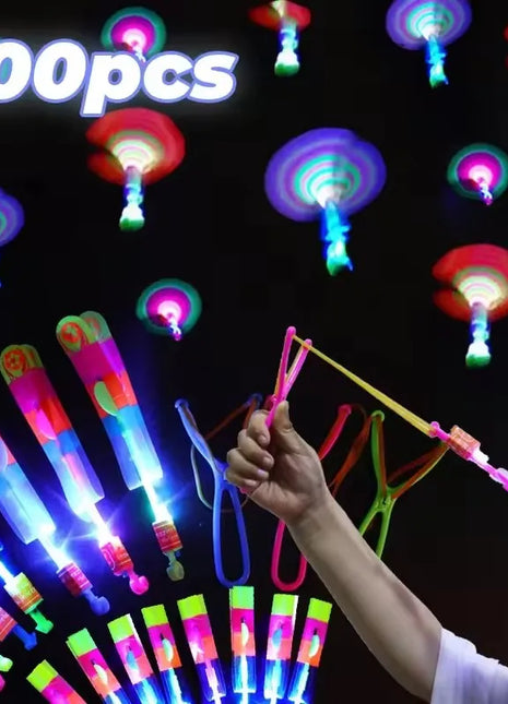 10/20/50/100pcs Amazing Light Toy Arrow Rocket Helicopter Flying Toy