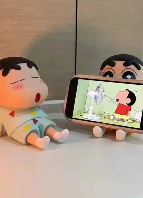 Crayon Shin-Chan Figures Phone Holder Kawaii Anime Desktop Ornaments
