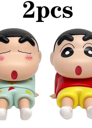 Crayon Shin-Chan Figures Phone Holder Kawaii Anime Desktop Ornaments