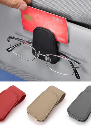 Universal Car Auto Sun Visor Eyeglass Hanger Clip Leather Glasses