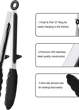 Kitchen Tongs Silicone Food Tongs Non Stick Cooking Serving Tongs For