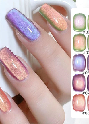 1/5PCS SS25 Cat Eye Gel Polish w/Glass Beads & Crystal, 5 Colors Salon