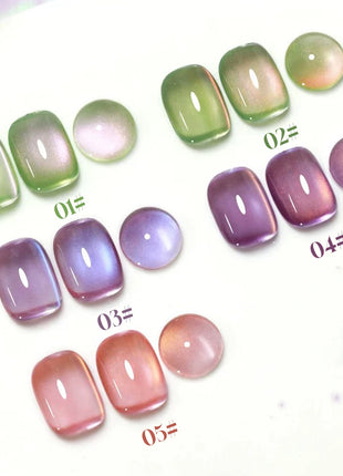 1/5PCS SS25 Cat Eye Gel Polish w/Glass Beads & Crystal, 5 Colors Salon