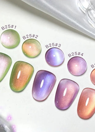 1/5PCS SS25 Cat Eye Gel Polish w/Glass Beads & Crystal, 5 Colors Salon