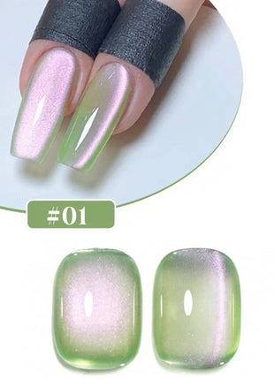 1/5PCS SS25 Cat Eye Gel Polish w/Glass Beads & Crystal, 5 Colors Salon