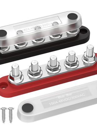 DaierTek Bus Bar 12V Power Distribution Block with Cover 5 x 1/4"