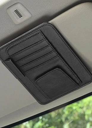 Car Sun Visor Organizer Multi-Pocket Leather Sunglasses Holder Storage