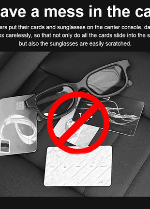 Car Sun Visor Organizer Multi-Pocket Leather Sunglasses Holder Storage