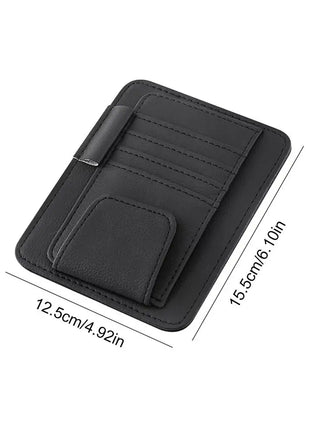 Car Sun Visor Organizer Multi-Pocket Leather Sunglasses Holder Storage