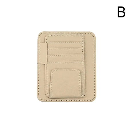 Car Sun Visor Organizer Multi-Pocket Leather Sunglasses Holder Storage
