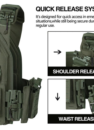 Ranger Green Plate Carrier Tactico Vest With Quick Release Security