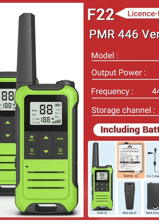 2PCS Baofeng F22 PMR FRS Mini Walkie Talkie Waterproof Type-C