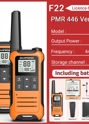 2PCS Baofeng F22 PMR FRS Mini Walkie Talkie Waterproof Type-C